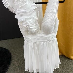Mac Duggal White One-Shoulder Mini Dress